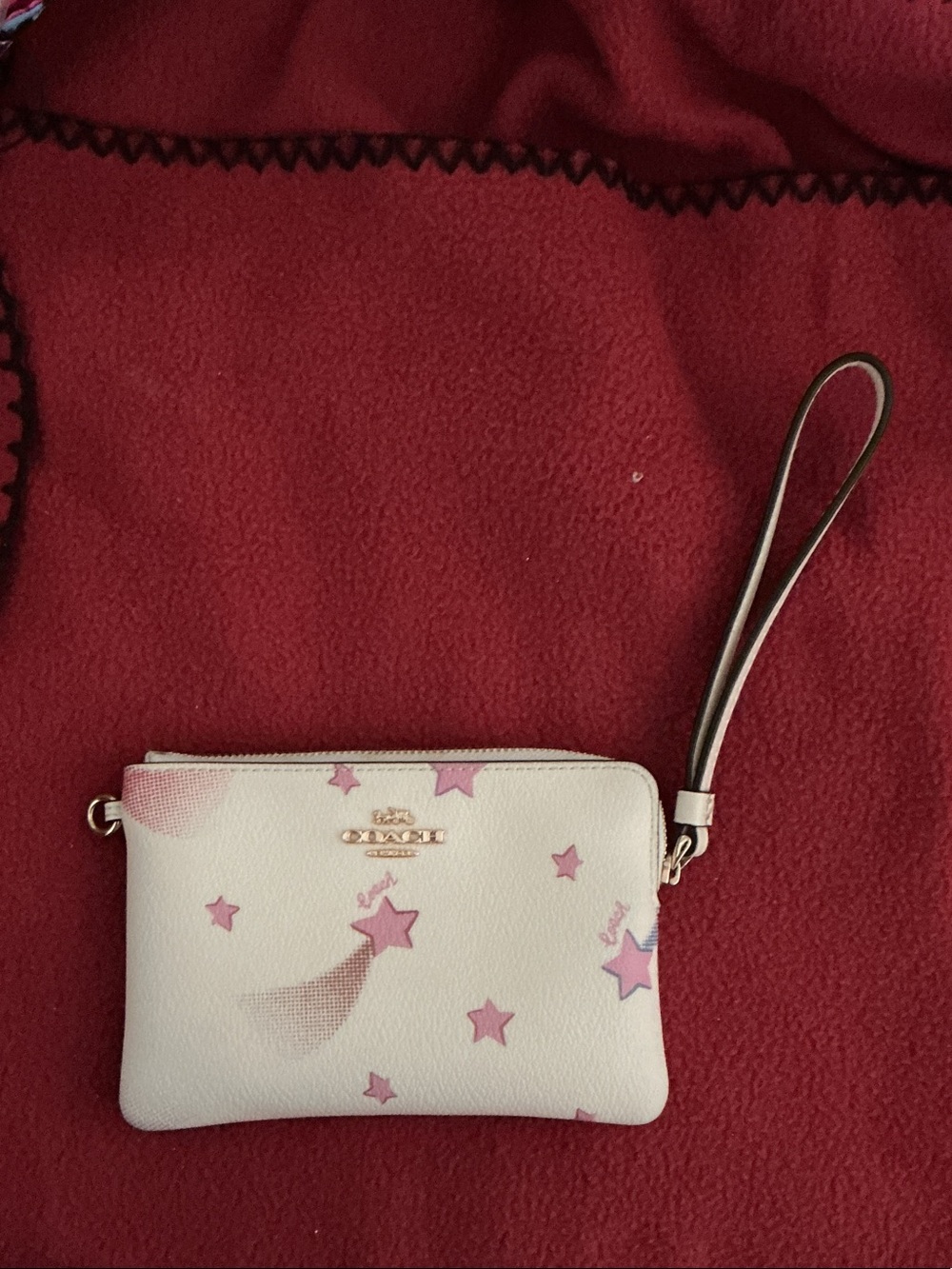 Coach White Star Print Wristlet